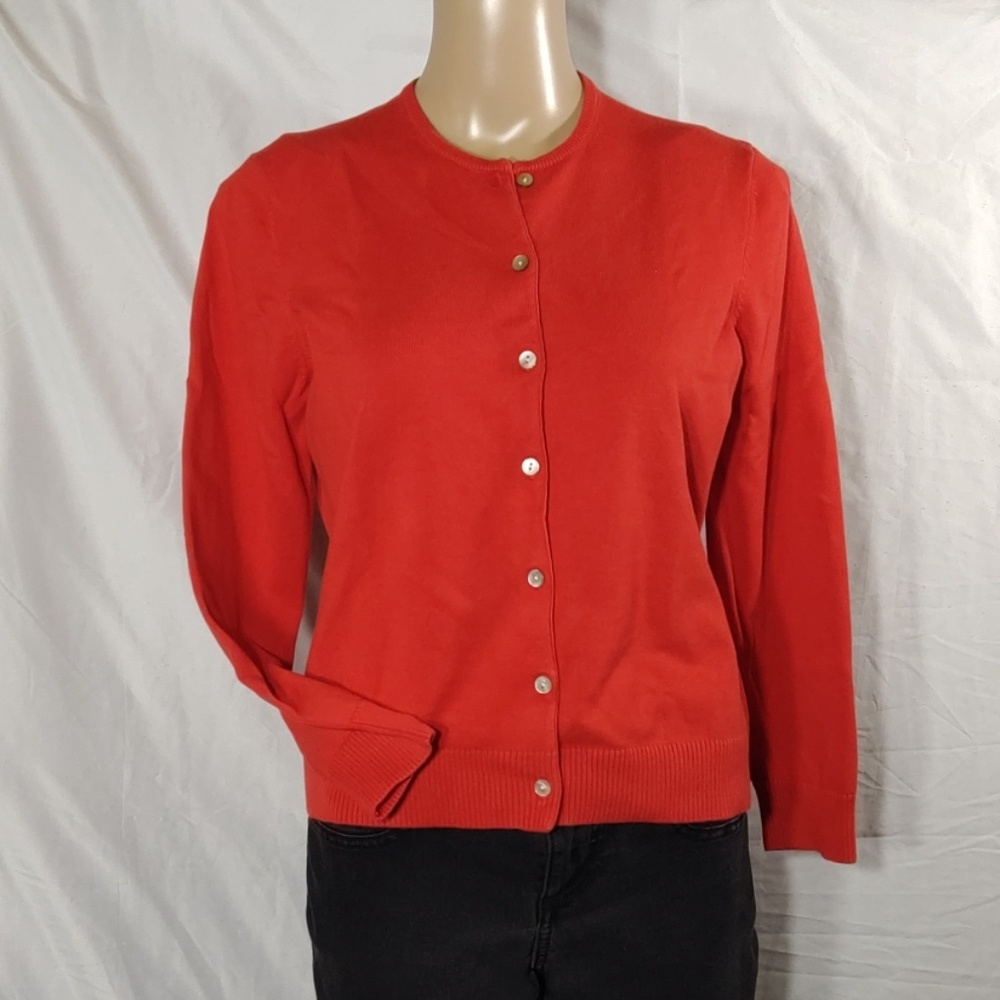 LANDS END BUTTON-UP SWEATER